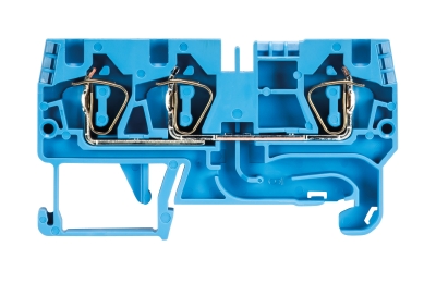 Клемма сдв. WKFN 4/D1/2/35 BLAU - Проходная клемма, 3 точки подключения, тип фиксации провода: пружинный, номинальное сечение: 4 мм кв., 32A, 800V, ширина: 6 мм, цвет: синий, тип монтажа: DIN 35