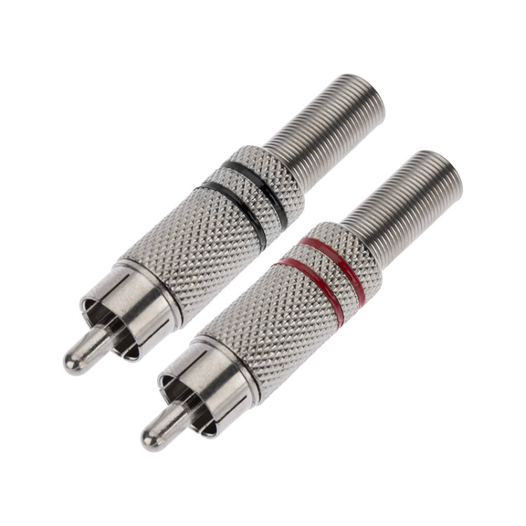 Разъем штекер RCA металл пайка черный/красный 14-0405-4 - Цена за 1шт