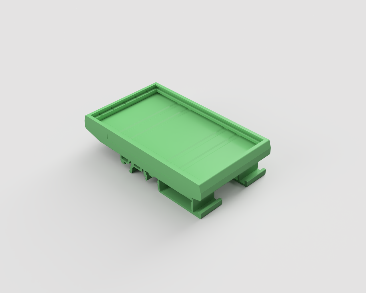 Корпус для РЭА DMK108-11.25-04P-14 - Корпус для РЭА, в сборе, в комплекте: 2 боковые крышки, держатель на DIN рейку, 4, центральные части корпуса, высота печатной платы 108 мм, пластик, цвет: зеленый, серия DMK108