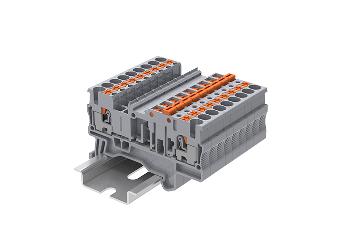 Клемма с размыкат. TPK2.5-2-GY - Клемма с ножевым размыкателем, тип фиксации провода: push-in, номинальное сечение: 2,5 мм кв., 20A, 400V, ширина: 5,2 мм, цвет: серый, тип монтажа: DIN 35