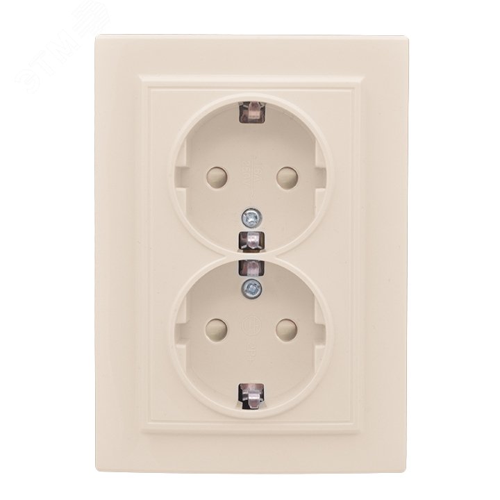 Розетка 2-мест. СП с/з 16А бежевый с защ. штор. Минск ERR16-128-200