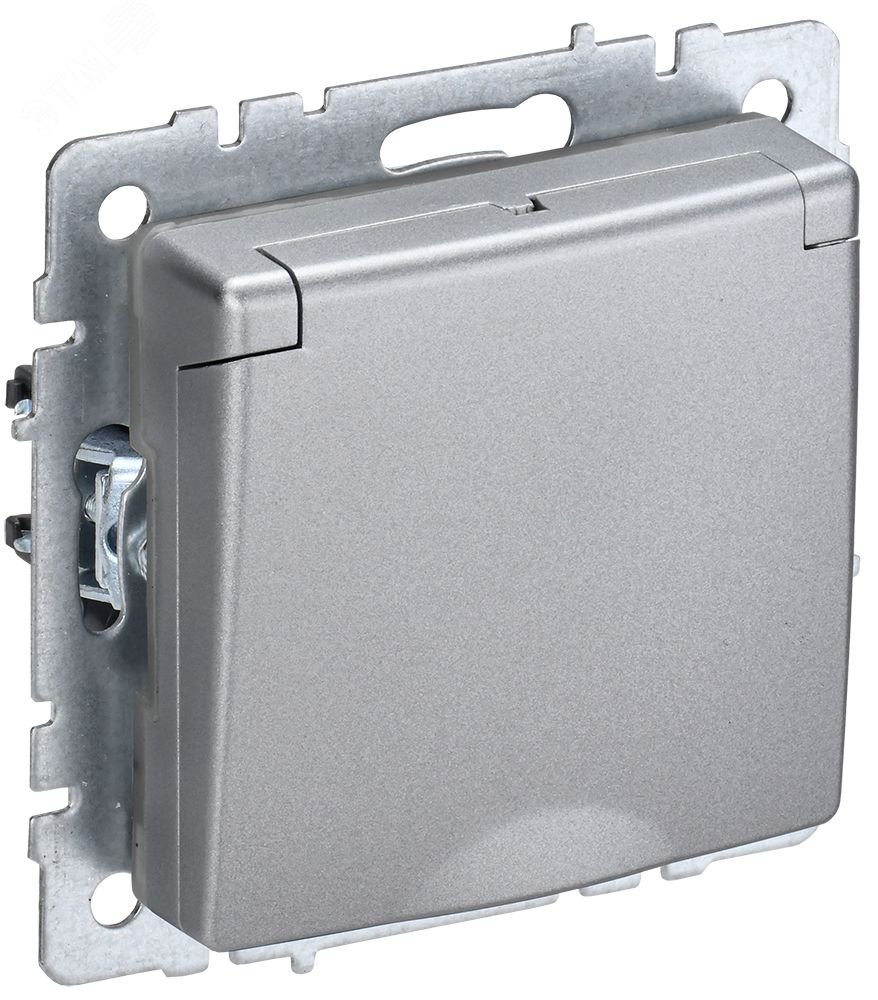 Розетка BRITE РСбш10-3-БрА 16А IP20 с заземл. защ. шторки с крышкой алюм. BR-R16-16-K47