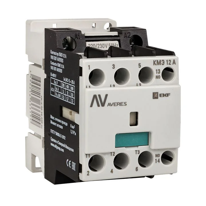 Контактор КМЭ 12А 1NO 230В АС AVERES ctr-s-12-10-230-av