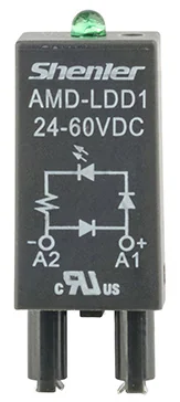Модуль AMD-LDD1 24-250V DC - Модуль для реле, 24 - 60VDC, зеленый светодиод, диод (+А1/-А2), цвет: черный, для колодок: SRU, SKF14, SKC, SKB, STB, SRC*-E, SRB, GZT, GZM, GZS, GZMB, ES32