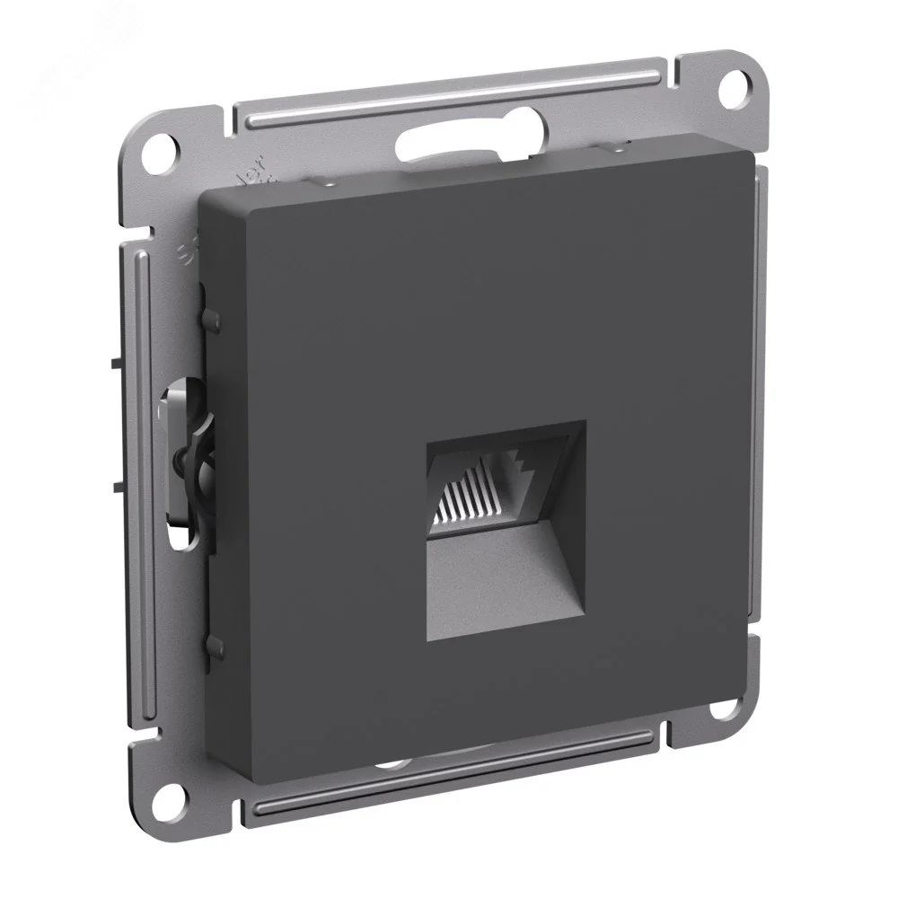 ATLASDESIGN РОЗЕТКА компьютерная RJ45, кат. 6A, механизм, БАЗАЛЬТ ATN001486
