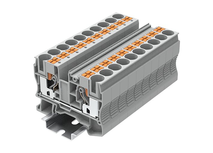 Проходная клемма TP10-2-GY - Проходная клемма, тип фиксации провода: push-in, номинальное сечение: 10 мм кв., 57A, 1000V, ширина: 10,2 мм, цвет: серый, тип монтажа: DIN 35
