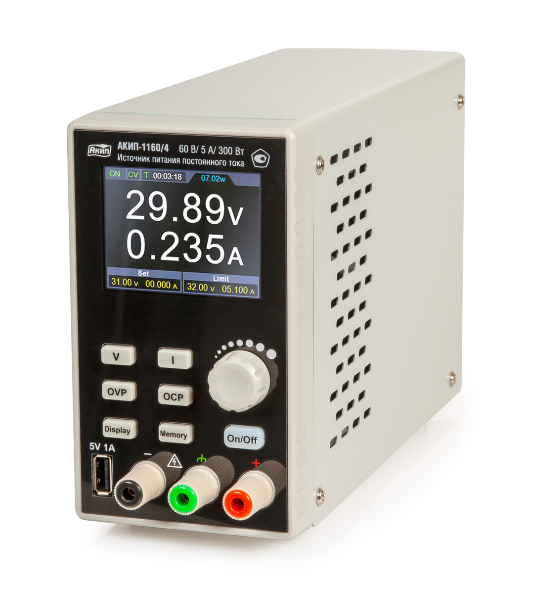 АКИП-1160/3 - Источник питания постоянного тока 200Вт, 1 канал 0-60В/10А, дискретность  10мВ/ 1мА