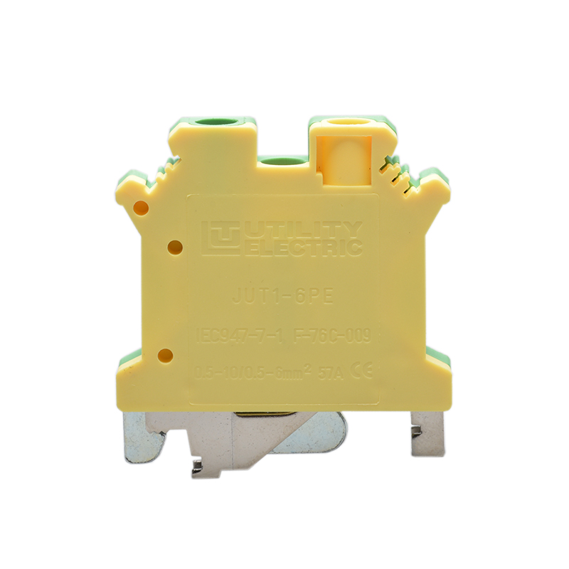 Заземляющая клемма JUT1-6PE - Заземляющая клемма, тип фиксации провода: винтовой, номинальное сечение: 6 мм кв., 500V, ширина: 8,2 мм, цвет: желто-зеленый, тип монтажа: DIN35