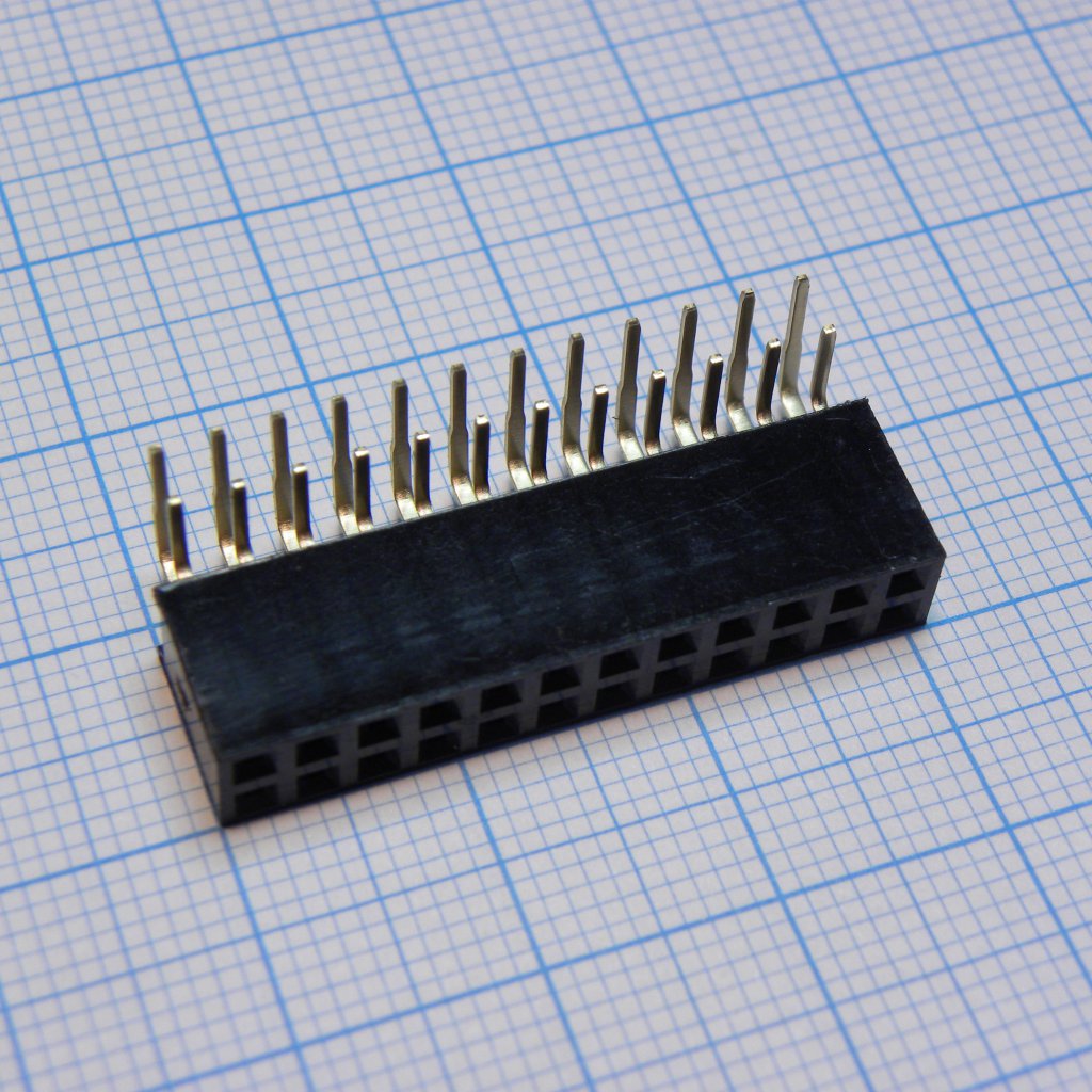 DS1024-2X12R2 - Гнездо на плату угловое 2x12 конт., шаг 2.54 мм., длина 8.5мм