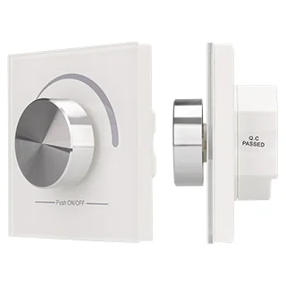 Панель Rotary SR-2836R-RF-IN White (3V, DIM) 020948 - Встраиваемая в стену поворотная белая панель для с/д одноцветных лент. Цвет белый. Управление по радиоканалу. Питание - 3V батарея CR2032. Работает вместе с контроллером SR-1009x. Размер 86х86х45 мм. А