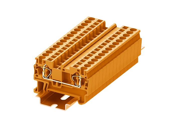 Проходная клемма TC4-2-OG - Проходная клемма, тип фиксации провода: пружинный, номинальное сечение: 4 мм кв., 32A, 800V, ширина: 6,2 мм, цвет: оранжевый, тип монтажа: DIN 35