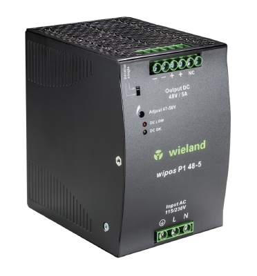 Блок питания WIPOS P1 48-5 - Источник питания, однофазный, 48 V / 5 A, 480 W; диапазон входных напряжений: 115/230 V AC, 210 – 375 V DC; габариты (мм): ширина x высота x глубина: 83.5 x 124.5 x 123.6; вес 1,38 кг; монтаж: на DIN рейку, температура окружаю