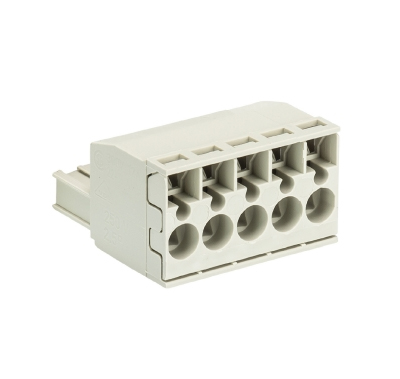 Розетка Wiecon 8213 BFK / 5 TOP K OB - Розеточный разъем, угловой, на кабель, шаг 5,08 мм, 5 полюсов, номинальное сечение: 2,5 мм кв., пружинная фиксация провода, 400V, 12А, без маркировки, цвет: серый, серия 8213 BFK