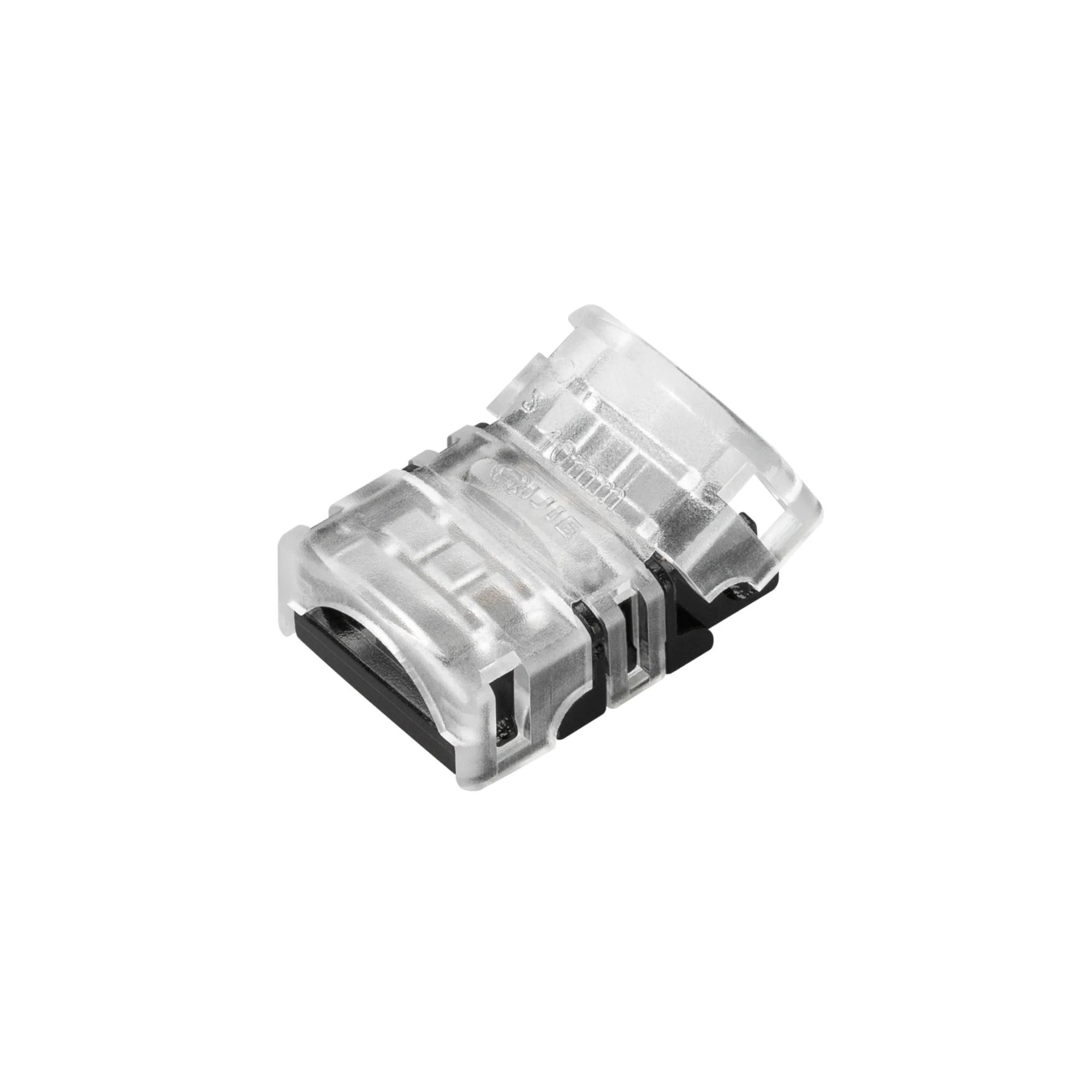 Коннектор HIP-GERM-RGB-10-4pin-STS 031998 - Одиночный коннектор для соединения 2-х отрезков герметичных (IP54/IP65) RGB лент SE (заливка силиконом сверху) шириной 10 мм. Материал - прозрачный пластик. Обеспечивает соединение без видимых разрывов. Максимал