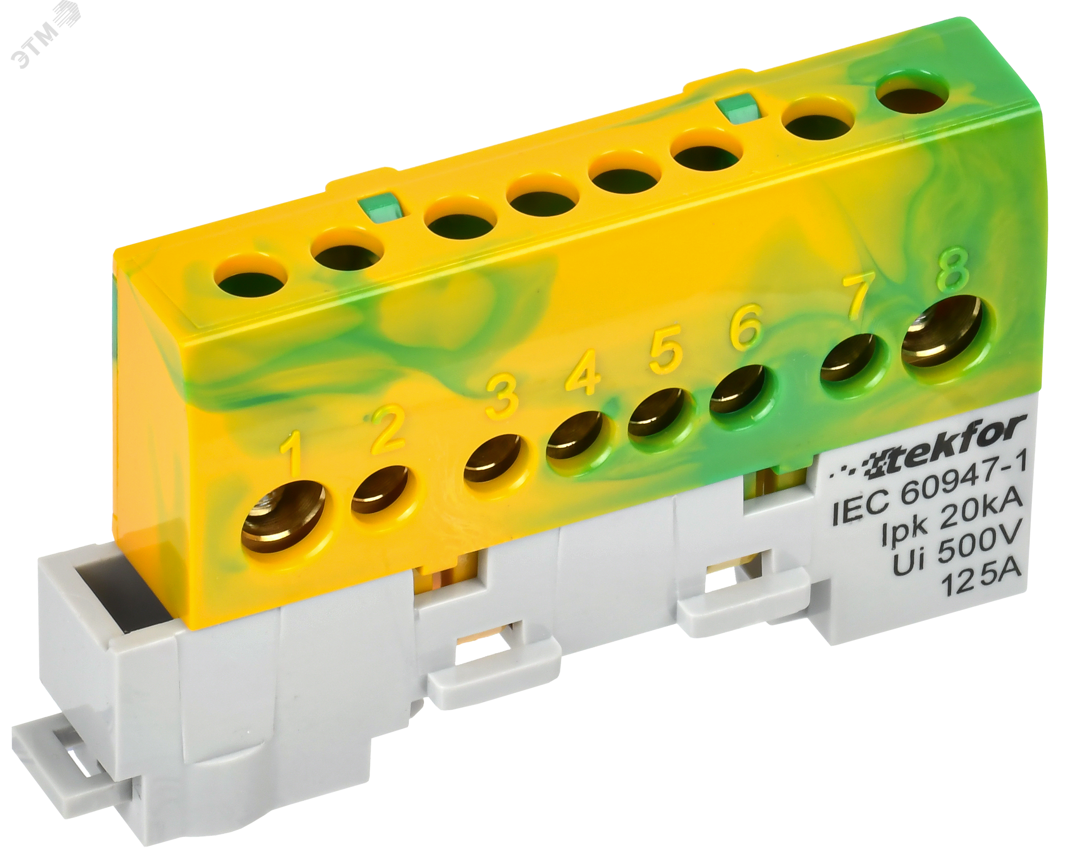 TEKFOR Шина PE земля изолированная на универсальном держателе 8х12-8-ЖЗ IEK TF-NN20-08-KL-K52