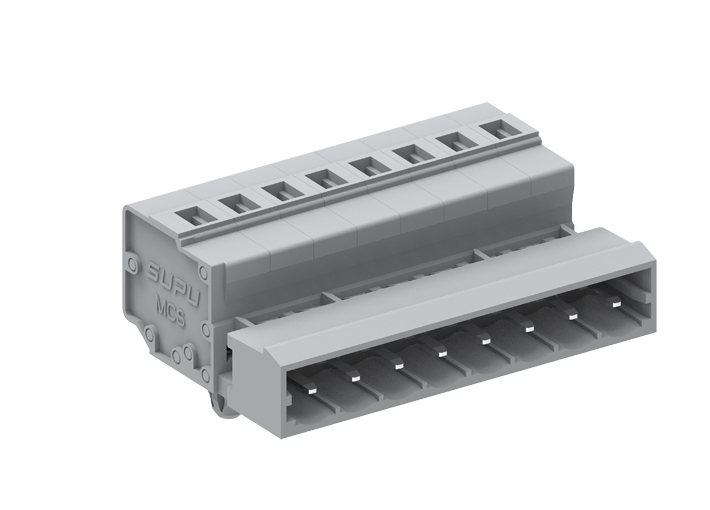 Вилочный разъем на кабель 450421/030 - Вилочный разъем, прямой, на кабель, шаг: 5.0 мм, 21 полюс, фиксация провода пружинная, исполнение: с якорными защелками в панель, 320V, 12A, цвет: серый