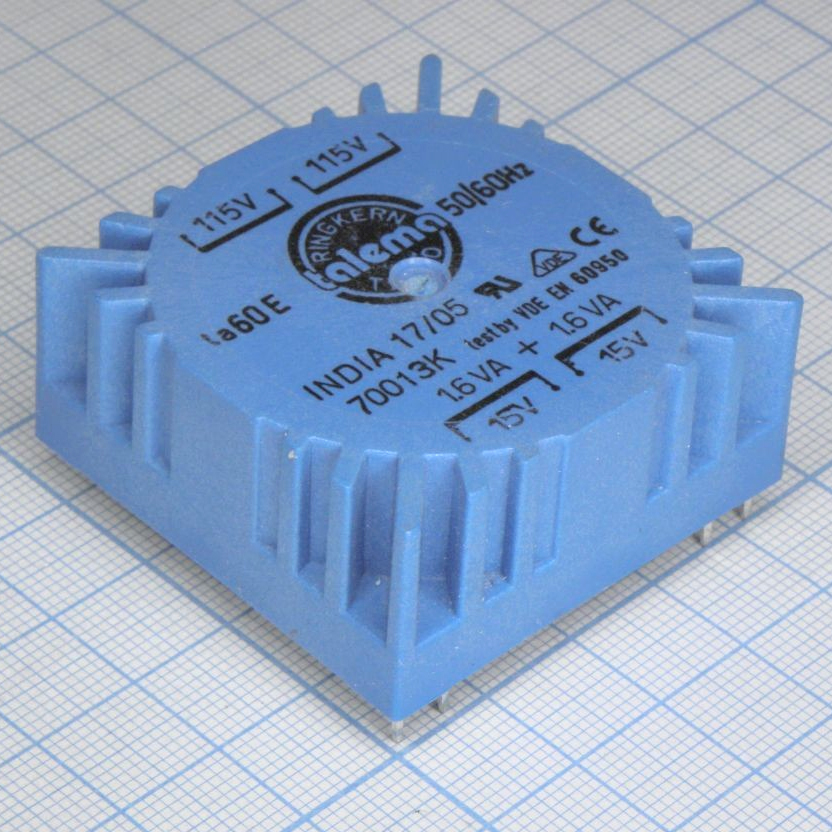 70013K - Тороидальный трансформатор 3,2ВА 2x115В 2x15В 107мА  RKPT3215, для печатного монтажа