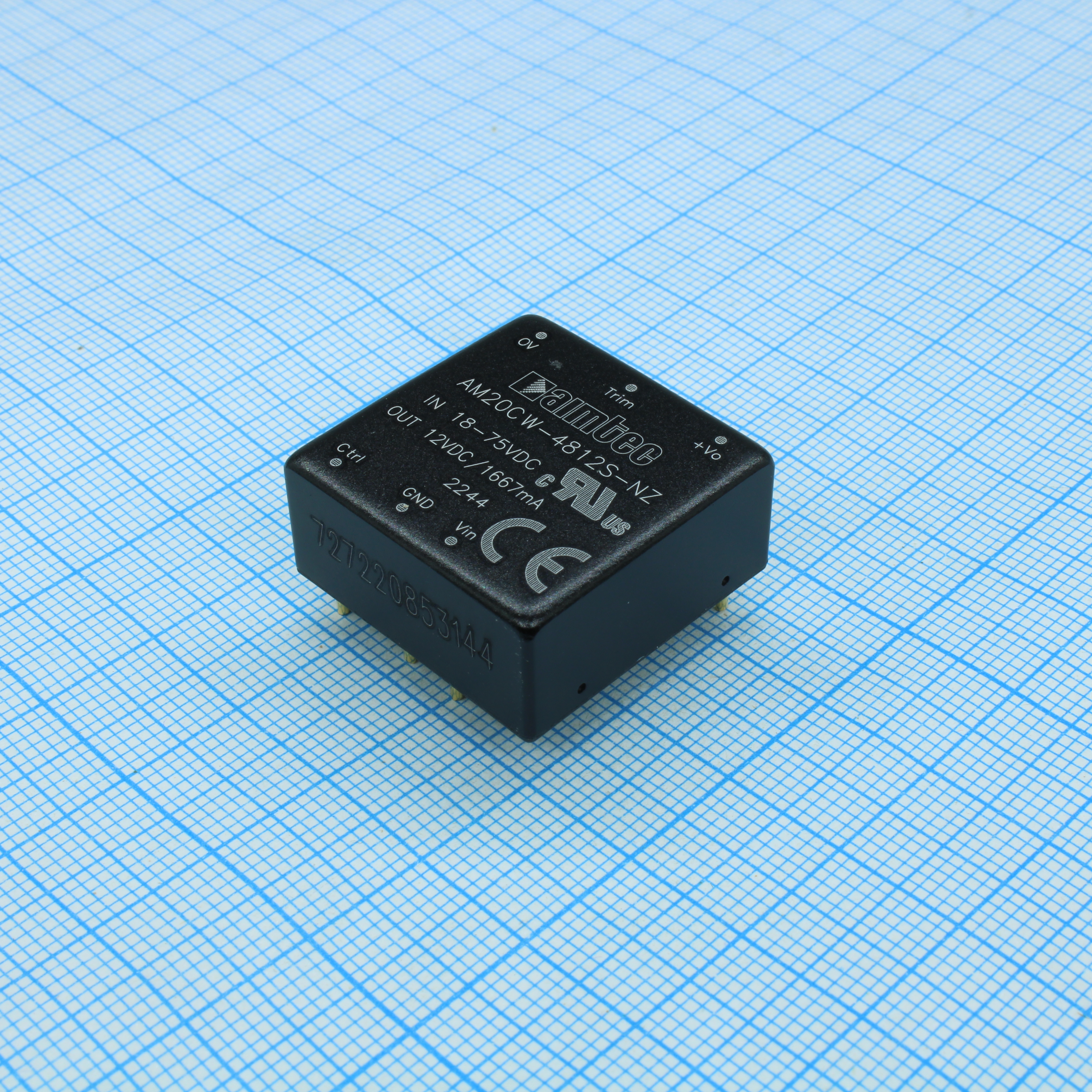 AM20CW-4812S-NZ - DC/DC, 20Вт, вход 18…75В, выход 12В/1.667А, изоляция 1500В DC, КПД 91%, максимальная емкостная нагрузка не более 1600мкФ, вход On/Off, 1x1", 25.4x25.4x11.7мм, -40…105°C, металл