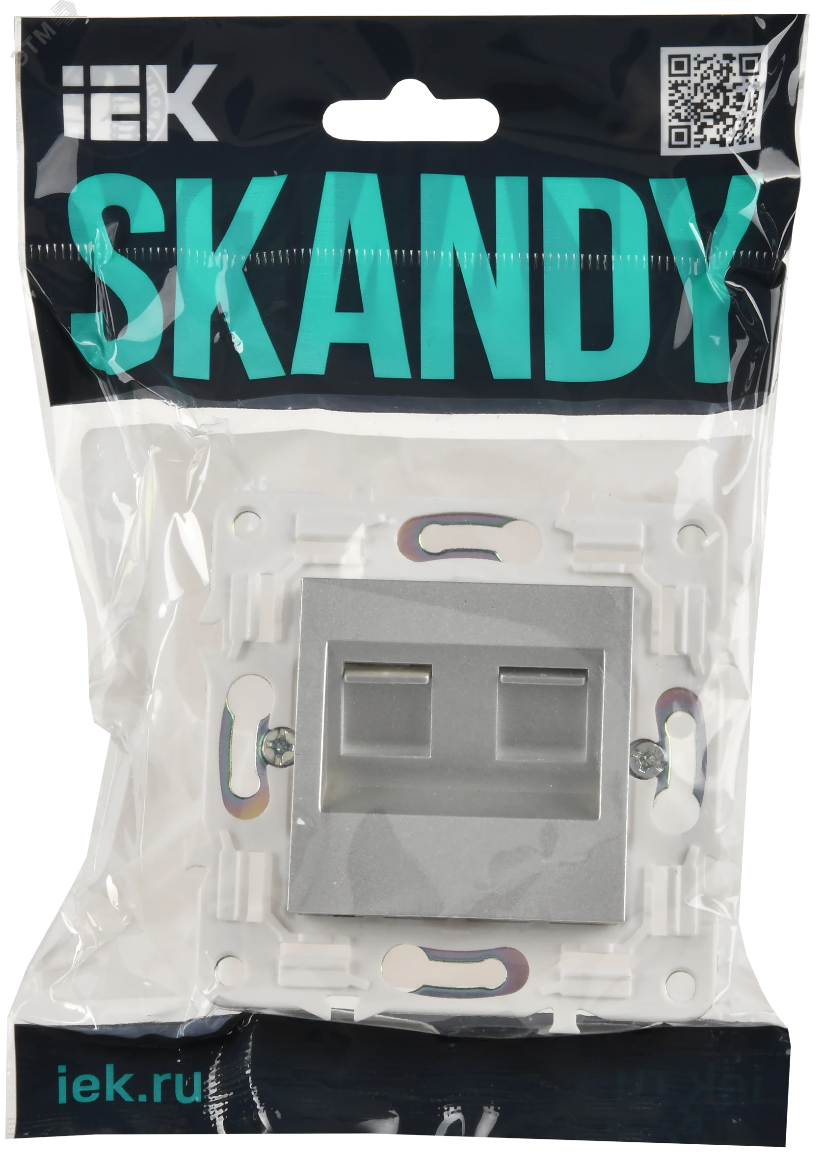SKANDY Розетка компьютерная двойная RJ45 кат.5E SK-K03S серебряный IEK SK-K20-1-K23