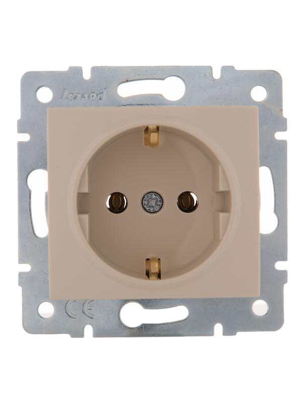 Розетка 1-м СП Karina с заземл. термопласт механизм крем. 707-0388-122B