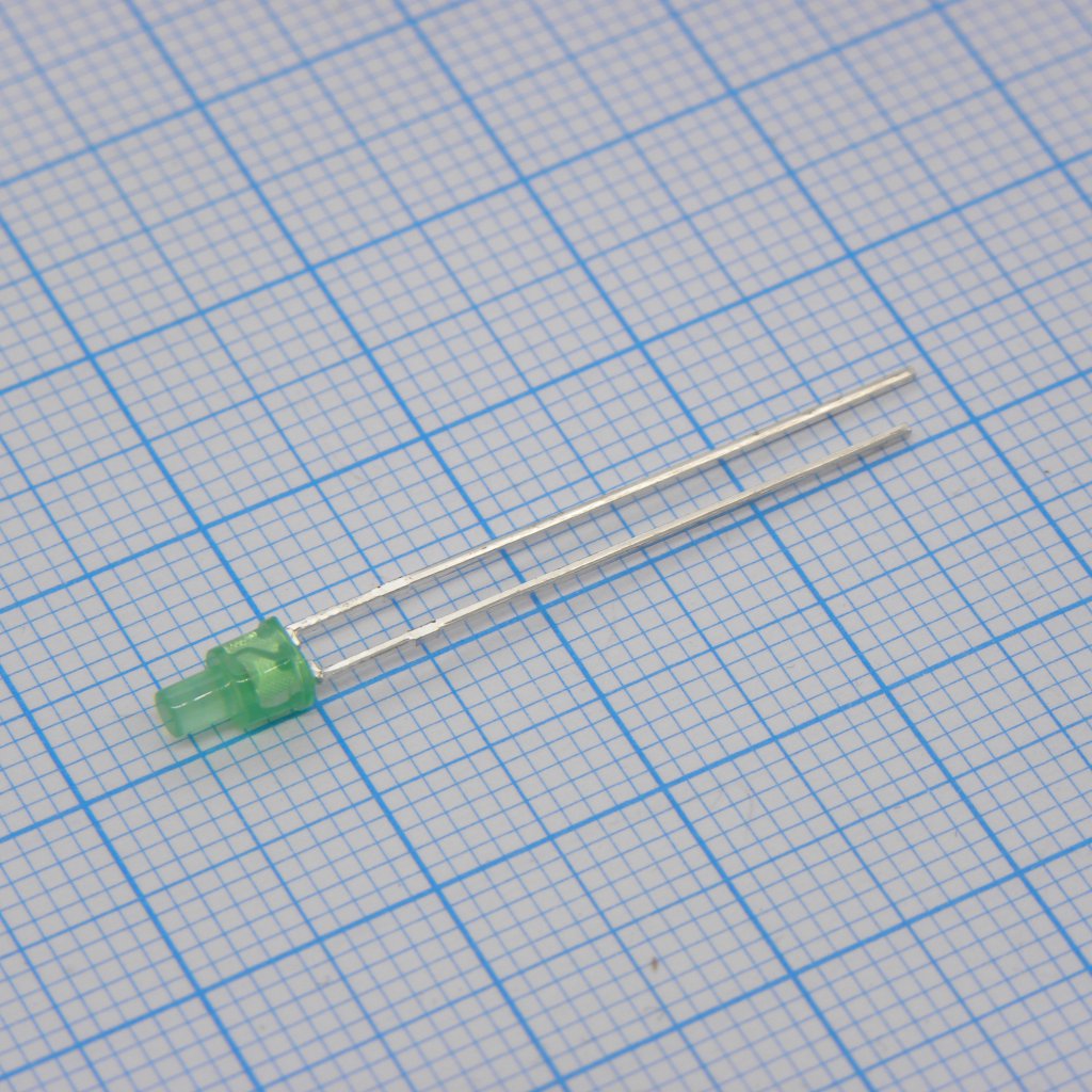 L-1394GDT - Светодиод 2мм/зеленый/568нм/3-5мкд/70°