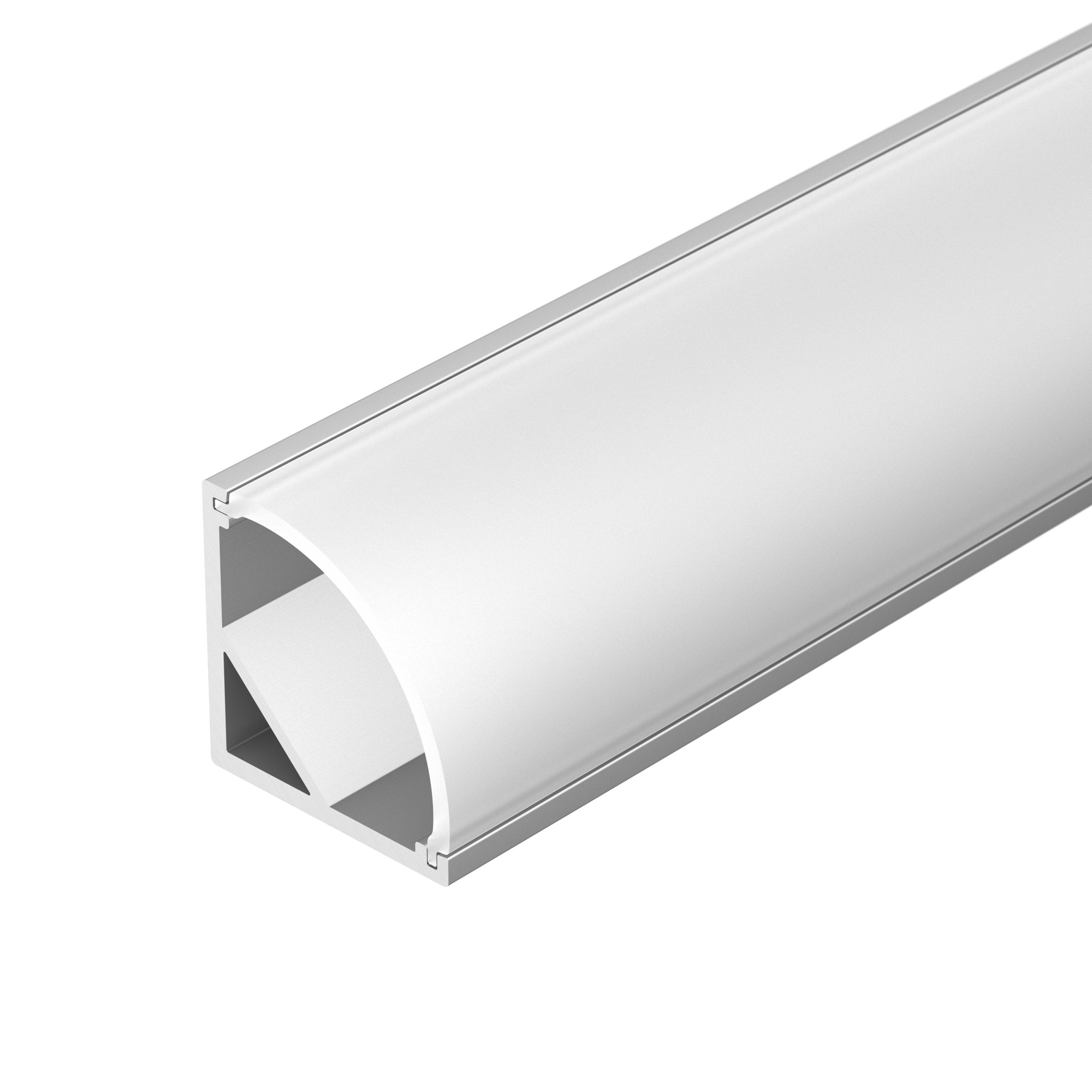 Профиль с экраном ARH-KANT-H16-2000 ANOD+OPAL 036770 - Комплект с матовым экраном (016932), заглушками (2 шт) и держателями (2 шт), в индивидуальной упаковке.  Алюминиевый анодированный угловой профиль для светодиодных лент и линеек. Габаритные размеры (L