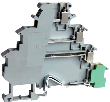 Этажная клемма UKJ-VIOK1.5-3D/JD - Этажная клемма, с заземлением, 4 этажа, тип фиксации провода: винтовой, номинальное сечение: 2,5 мм кв., 8A, 250V, ширина: 6,2 мм, цвет: серый тип монтажа: