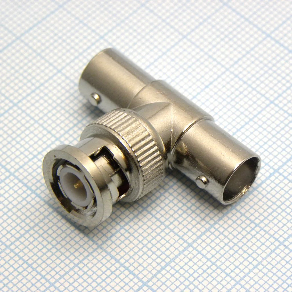 BNC штекер - 2*BNC гнезда (T-connector) - ВЧ переходник