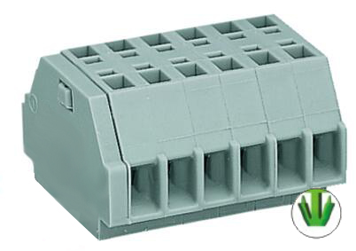 Клеммный блок 241165 - Клеммный блок, боковой подвод кабеля, 15 клемм в сборке, по 2 точки подключения в клемме, тип фиксации провода: пружинный, номинальное сечение: 2,5 мм кв., 24A, 500V, цвет: серый, тип монтажа: защелки в панель