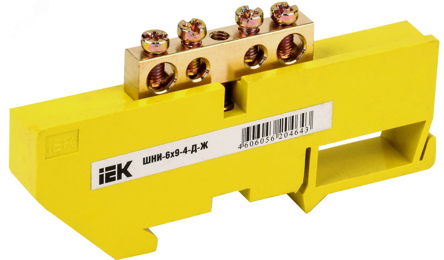 Шина PE "земля" на DIN-изол. ШНИ-6х9-4-Д-Ж YNN10-69-4D-K05