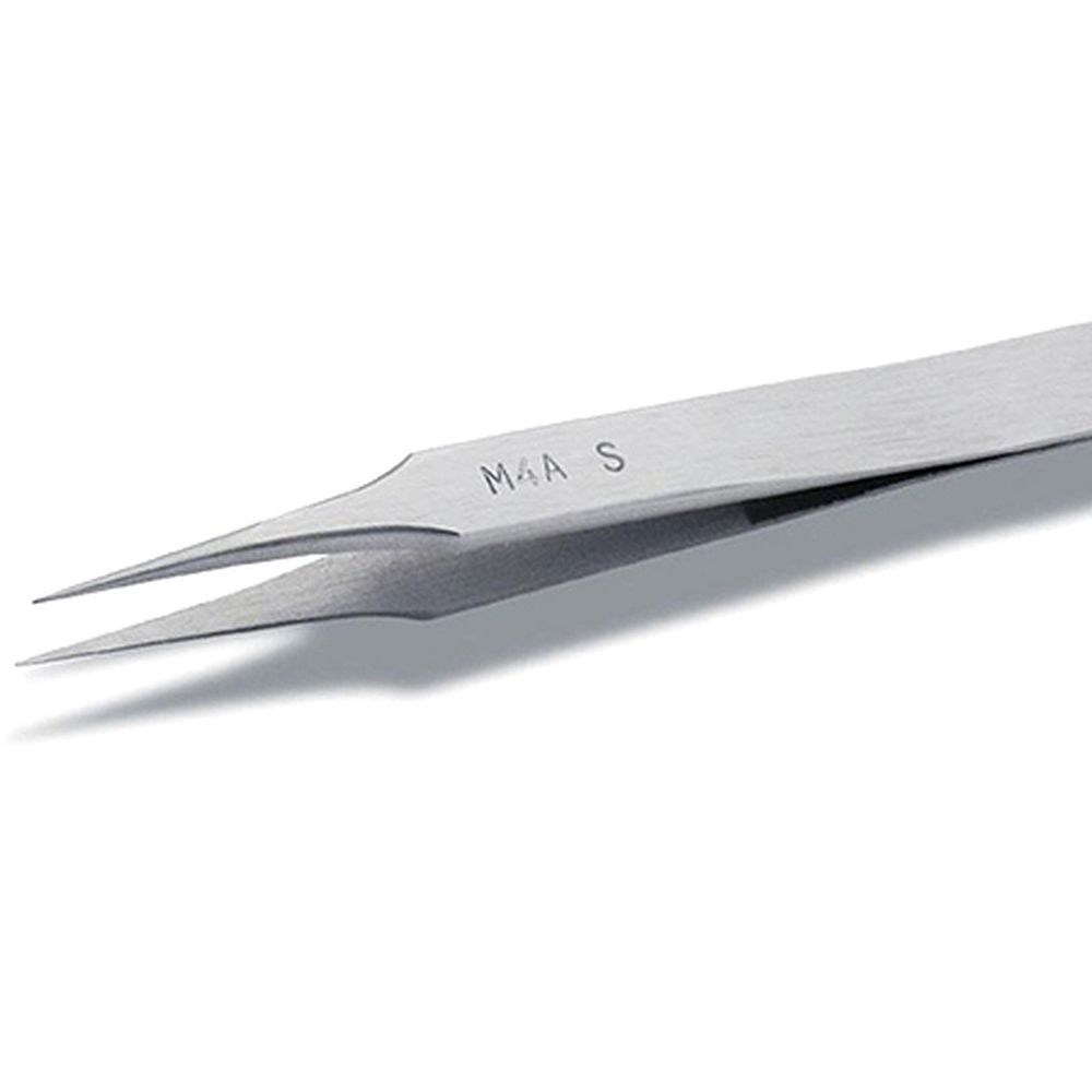M4AS MICRO - Микропинцет из нержавеющей стали с очень маленькими, тонкими и сильными концами. Подходит для работы под микроскопом и удержания миниатюрных компонентов при монтаже, 90 мм, 9 гр