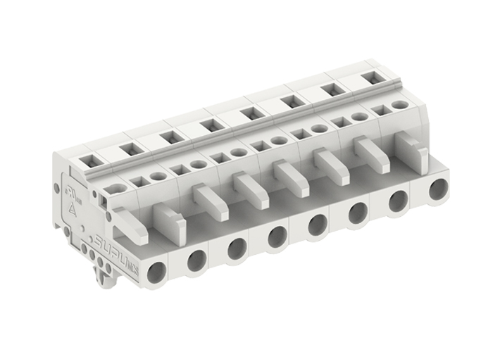 Розеточный разъем на кабель 475616/030 - Розеточный разъем, прямой, на кабель, шаг: 7.5 мм, 16 полюсов, фиксация провода пружинная, исполнение: с якорными защелками в панель, 500V, 16A, цвет: серый