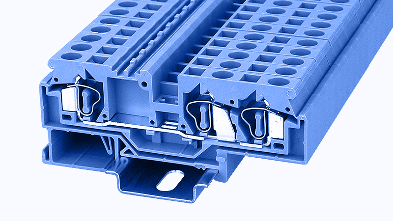 Проходная клемма WS6-TW-01P-12 - Проходная клемма, 3 точки подключения, тип фиксации провода: пружинный, номинальное сечение: 6 мм кв., 41A, 800V, ширина: 8 мм, цвет: синий, тип монтажа: DIN35