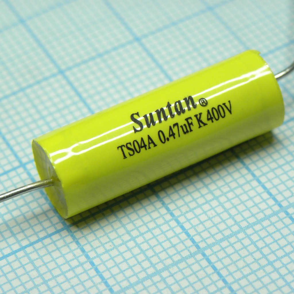 TS04A02G474KSB000R - Конденсатор металлоплёночный полиэтилентерефталатный 0.47мкФ 400В ±10% (26х9мм) аксиальные выводы 105°C россыпь
