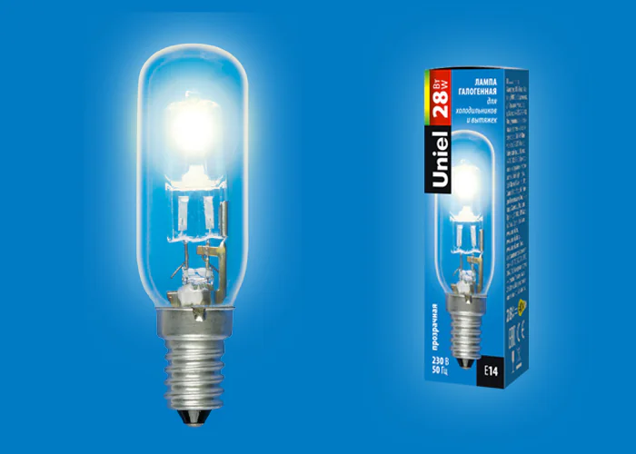 Лампа галогенная для холодильников и вытяжки HCL-28/CL/E14/F25 special прозрачная картон