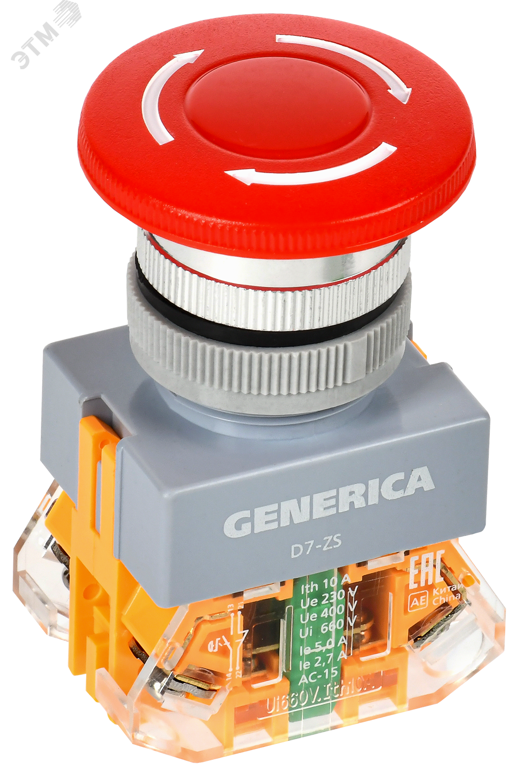 Кнопка D7-ZS Грибок d=22мм 1з+1р пов. с фикс. кр. GENERICA BBG50-11ZS-3-21-K04-G