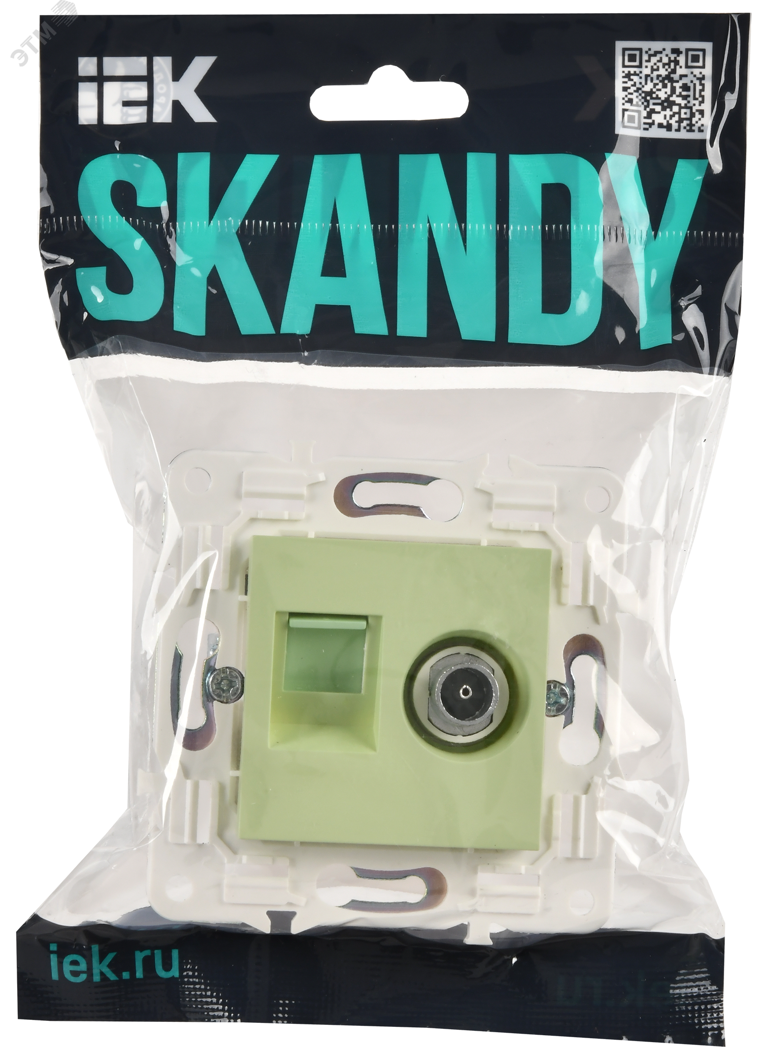 SKANDY Розетка двойная TV+RJ45 кат.5E SK-A14G мятный IEK SK-AK20-1-K06