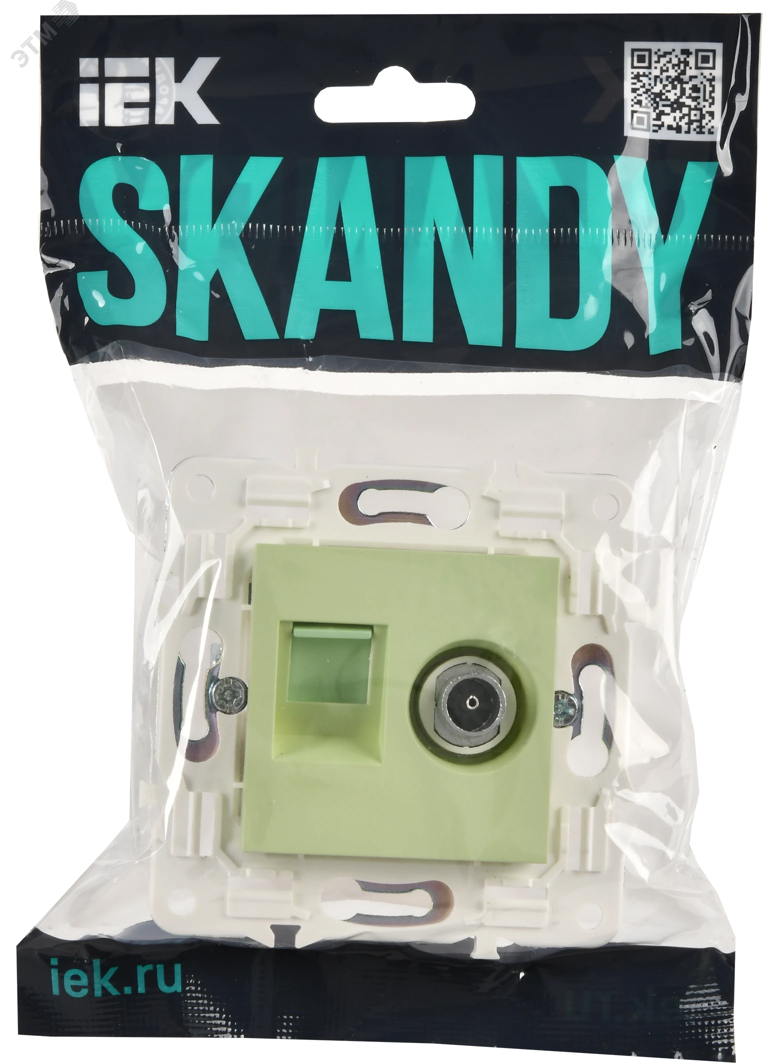SKANDY Розетка двойная TV+RJ45 кат.5E SK-A14G мятный IEK SK-AK20-1-K06