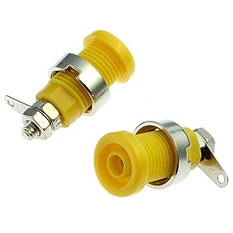 Z016 4MM PANEL JACK YELLOW - Гнездо Z016 4 мм на панель jack желтый, на панель под пайку