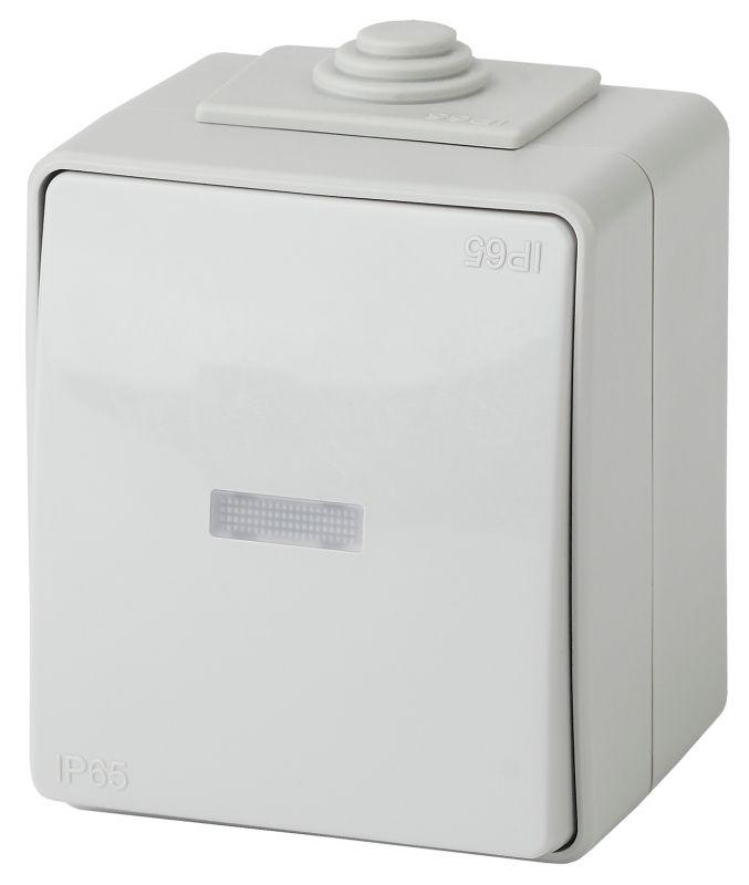 Выключатель 1-кл. ОП Эксперт 10А IP65 11-1602-03 250В 10AX с подсветкой сер. Б0035974