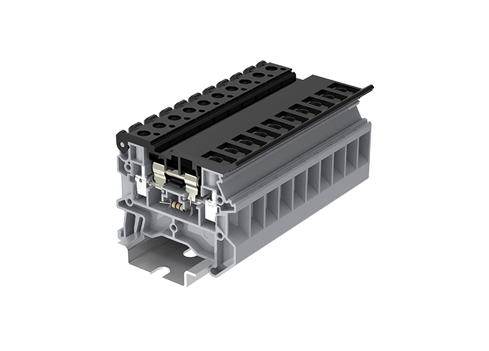 Предохранительная клемма TU4-HESILED220-GY - Предохранительная клемма, LED индикация: 220V, тип фиксации провода: винтовой, номинальное сечение: 4 мм кв., 6,3A, 400V, ширина: 6,2 мм, цвет: серый, тип монтажа: DIN 35