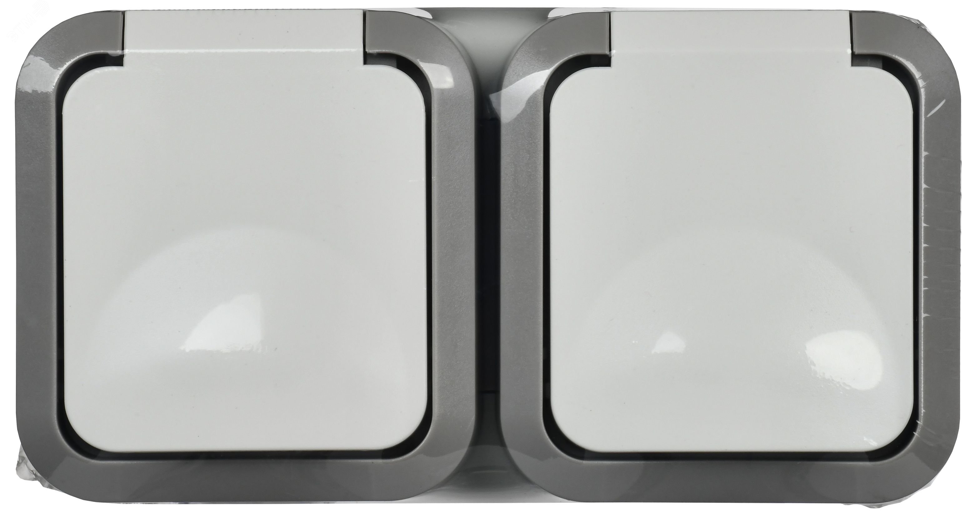 Розетка 2-м ОП TORS 16А IP55 TS222 горизонт. с заземл. с крышкой бел. TS-R26-16-55-G-K41