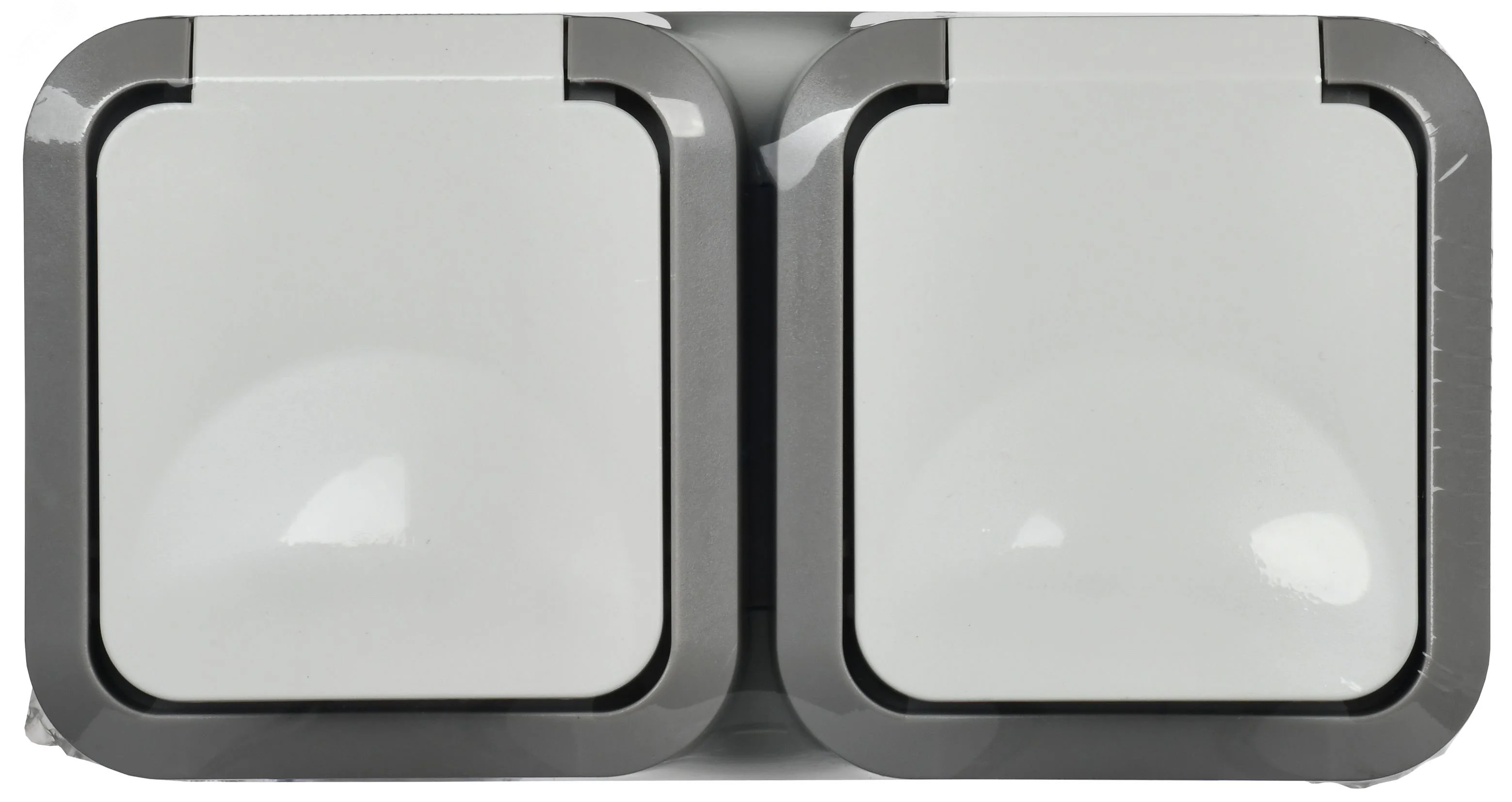 Розетка 2-м ОП TORS 16А IP55 TS222 горизонт. с заземл. с крышкой бел. TS-R26-16-55-G-K41