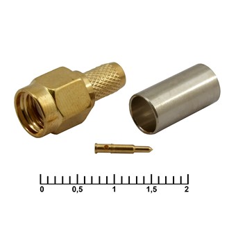 SMA-C58P GOLD - Разъём высокочастотный, штекер SMA обжим на кабель RG58, золотой