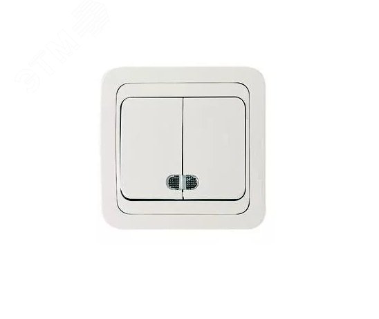 Выключатель 2-кл. СП Mimoza 10А IP20 с подсветкой бел./бел. 12023