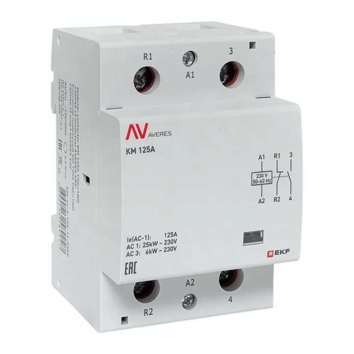 Контактор модульный КМ 125А 1NC+1NO 230VAC (3 мод.) AVERES EKF