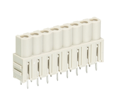 Розетка Wiecon 8213 BL / 8 G OB - Розеточный разъем, вертикальный, на плату, шаг 5,08 мм, 8 полюсов, фиксация на плате пайкой, 690V, 12А, без маркировки, цвет: серый, серия 8213 BL G