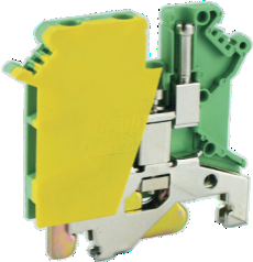 Заземляющая клемма UKJ-2.5/1X2JD - Заземляющая клемма, 3 точки подключения, тип фиксации провода: винтовой, номинальное сечение: 2,5 мм кв., ширина: 5,2 мм, цвет: желто-зеленый, тип монтажа: DIN 35