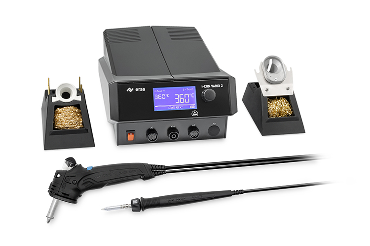 0ICV2005XVI - Двухканальная антистатическая паяльная станция i-CON VARIO 2 MK2 с демонтажным устройством Ersa X-TOOL VARIO 0740EDJ и паяльником i-TOOL MK2 0105CDJ с возможностью подключения других инструментов