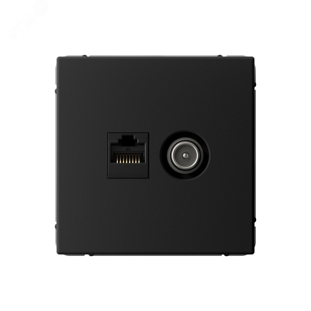 Розетка компьютерная + телевизионная 2-м ArtGallery RJ45 + TV кат.5E карбон SE GAL001089